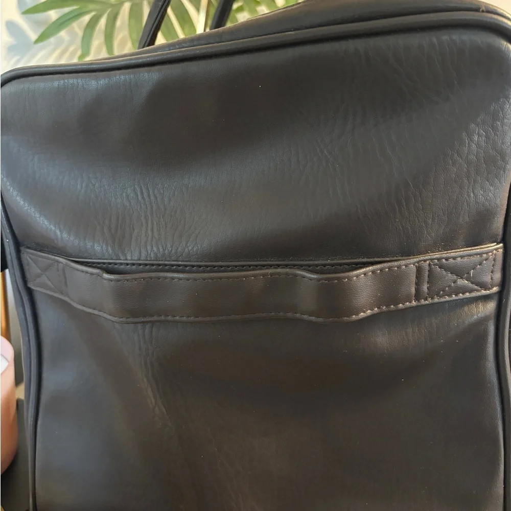 🍀Lagerfeld Duffle Bag PVC Faux Leather Brown